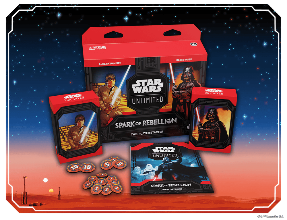 Boite de Star Wars: Unlimited - Étincelle de Rébellion -  Kit de démarrage 2 joueurs